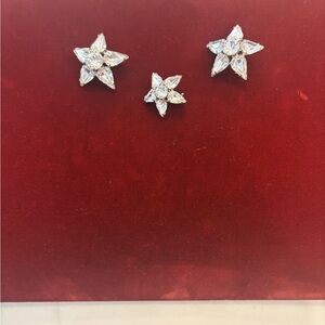Set of 3 Retro Clear Rhinestone Starburst Scatter Brooches Pins